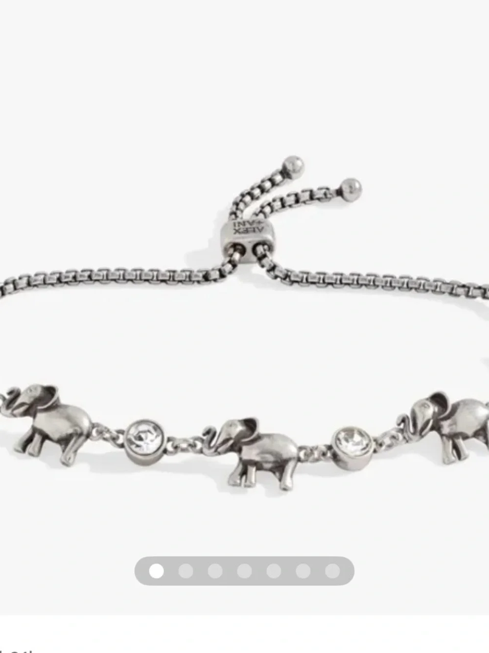 Alex and Ani Silver Elephant Crystal Slider Bracelet